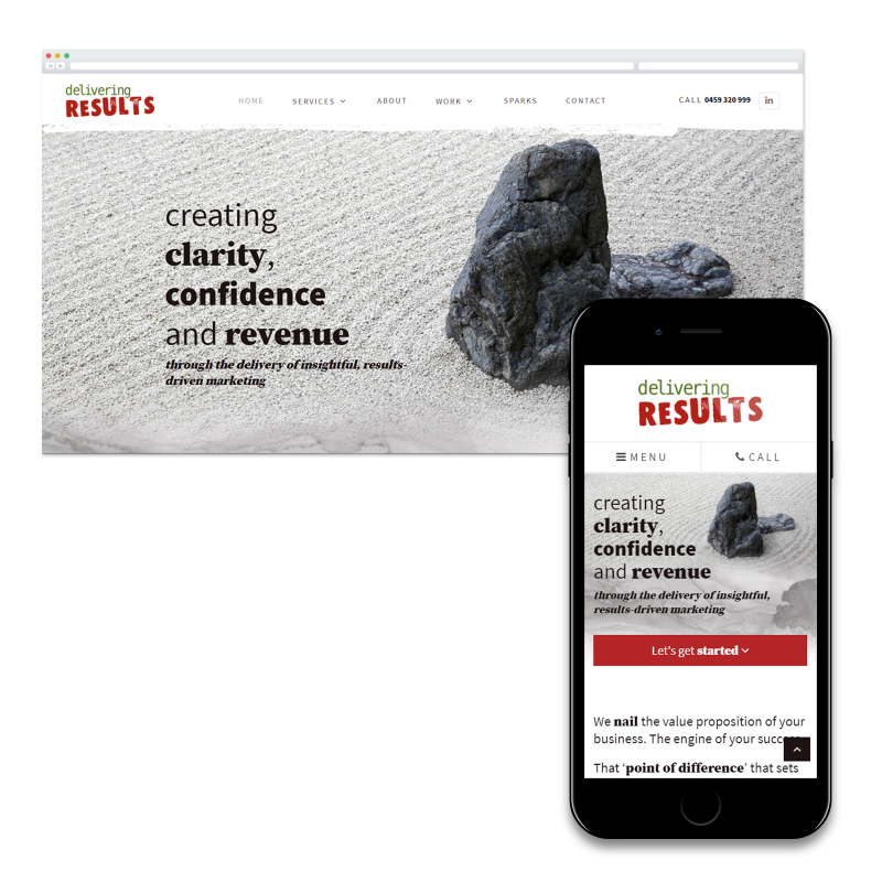 Delivering Results Home Page Mockup