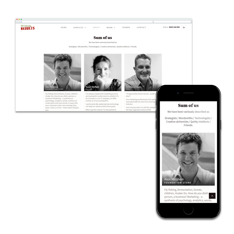 Delivering Results Staff Page Mockup