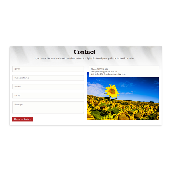 Delivering Results Contact Page